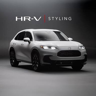 2027 Honda HR-V EX-L in Platinum White Pearl front view in a studio with Styling text (Subcompact Crossover SUV).