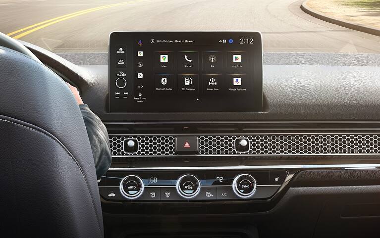 2027 Honda Civic Sedan Sport Touring Hybrid dashboard with touchscreen display and honeycomb mesh vent (Interior)